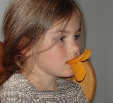And if you ever get bored, make a duck bill with Pringles chips… - duck-bill