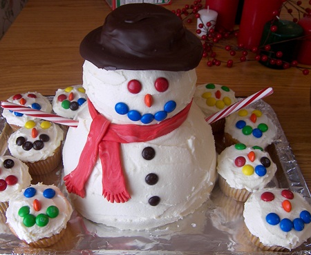 Snowman Cake - Maria's Mixing Bowl Snowman Cake