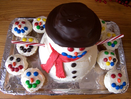 Snowman Cake - Maria's Mixing Bowl Snowman Cake