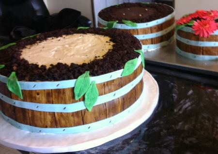 fondant wood flower baskets cake
